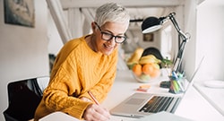 woman working on laptop
