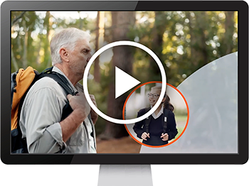 screenshot of video with play button on it