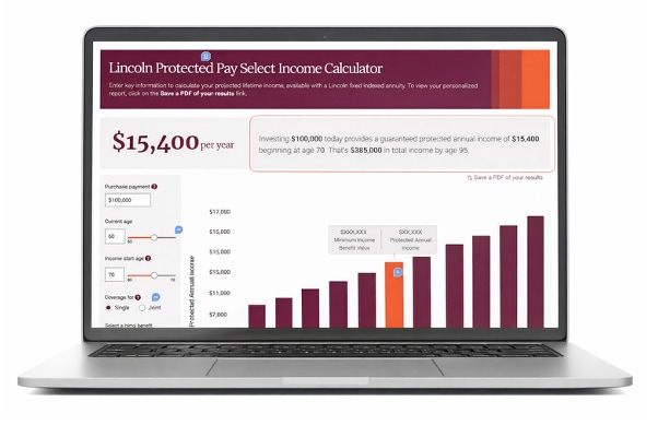laptop showing Lincoln ProtectedPay Select Income Calculator