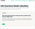 Screenshot of Life Insurance calculator website