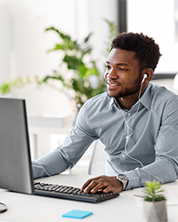 Man works at computer