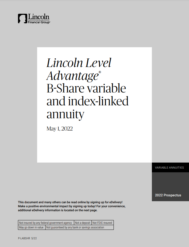 Lincoln Level Advantage B-Share variable and index-linked annuity PDF Image