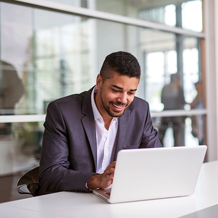 Man works at computer