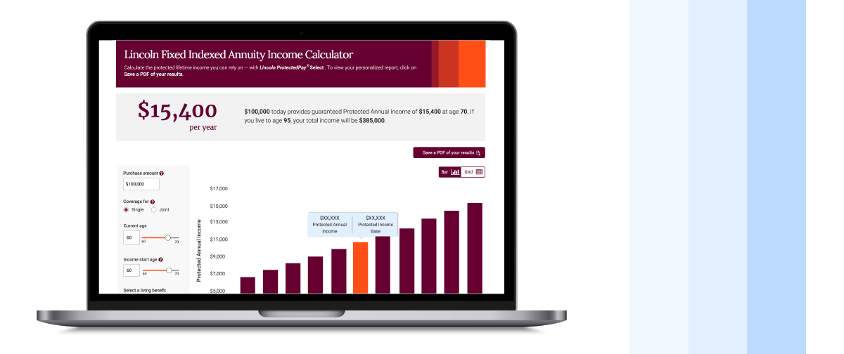 Pay Select Income Calculator tool showing on a laptop