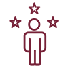 outline of person with stars around the top