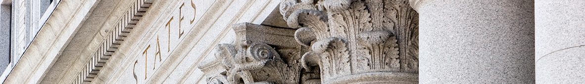 Close-up of New York Supreme Court pillars