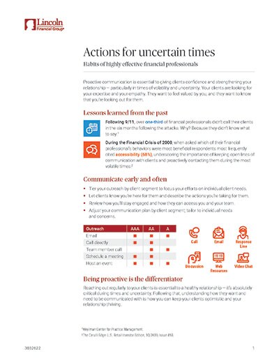 Actions for uncertain times flier