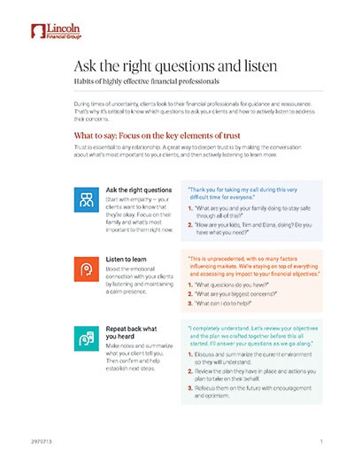 Ask the right questions and listen flier
