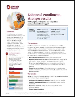 A brochure for Lincoln Financial Group discusses enhanced enrollment and stronger results. AI generated content