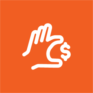 Icon of hand holding a dollar sign