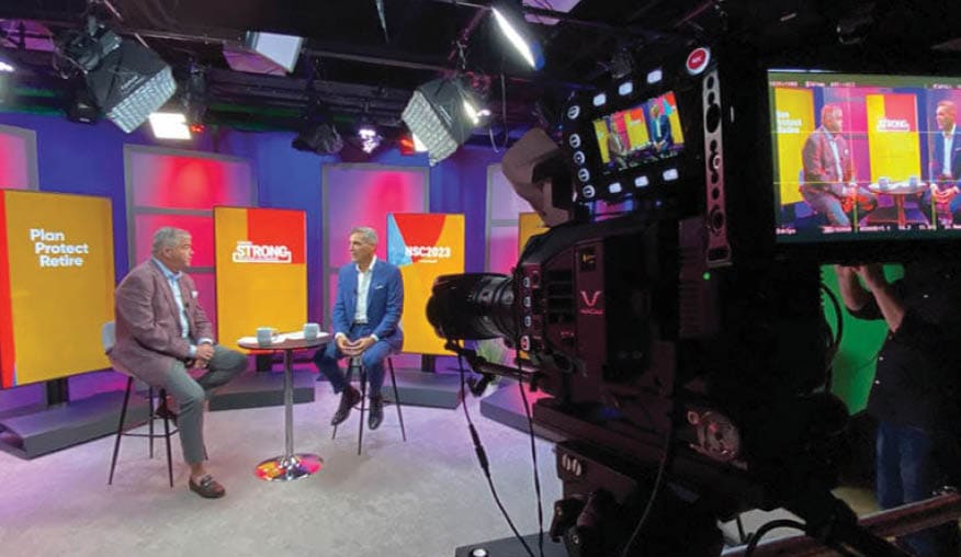 Conversation being recorded in studio