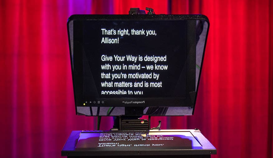 Teleprompter in studio