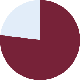 Circle graph with 77% colored blue. 