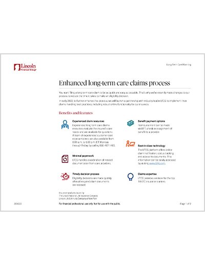 Enhanced long-term care claims process