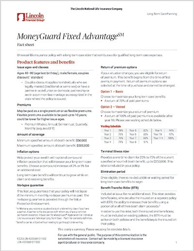 MoneyGuard Fixed Advantage Fact Sheet
