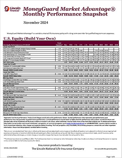 MoneyGuard Market Advantage®Monthly Performance Snapshot