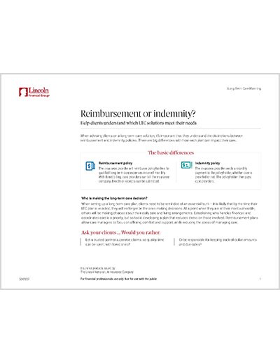 Indemnity vs. Reimbursement Flier
