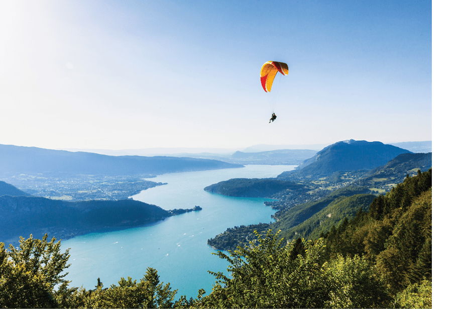 View of the Annecy lake from Col du Forclaz