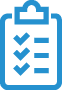 An icon of a clipboard with a checklist