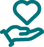 Hand holding a heart icon