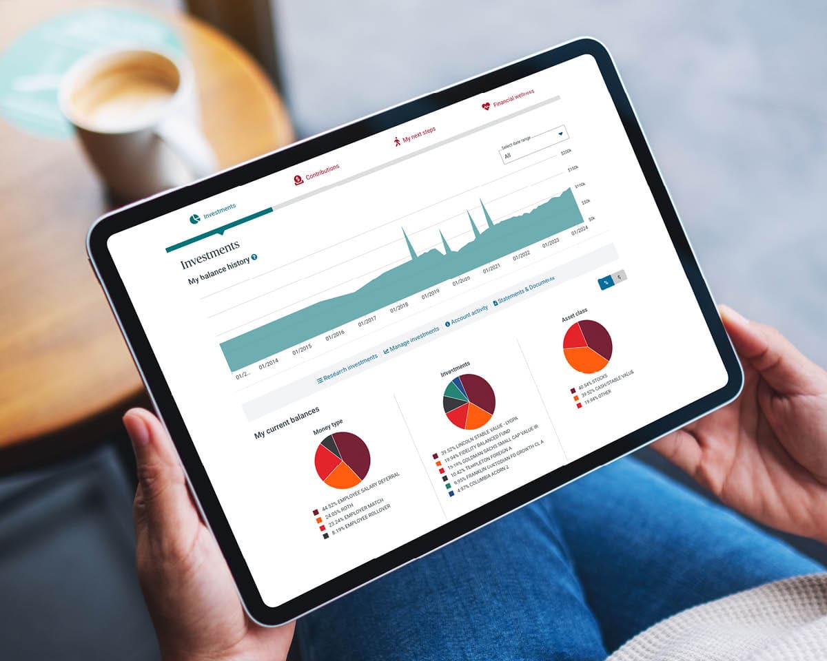 tablet showing investments screen