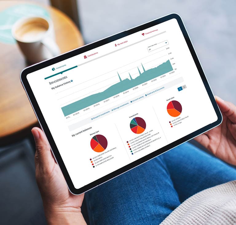 tablet showing investments screen
