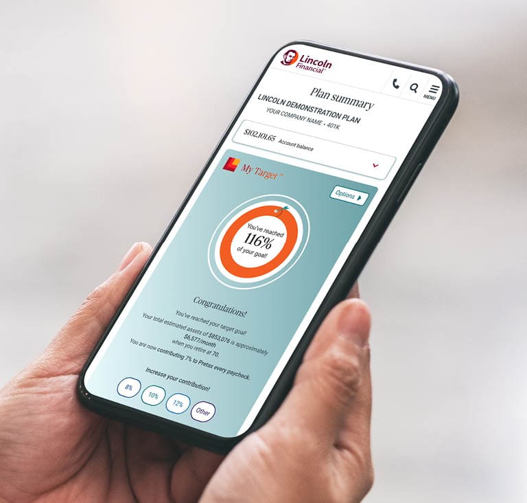 smartphone showing Lincoln Financial Mobile app