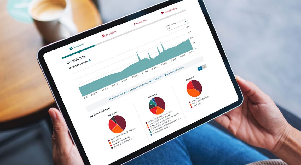 tablet showing investments screen