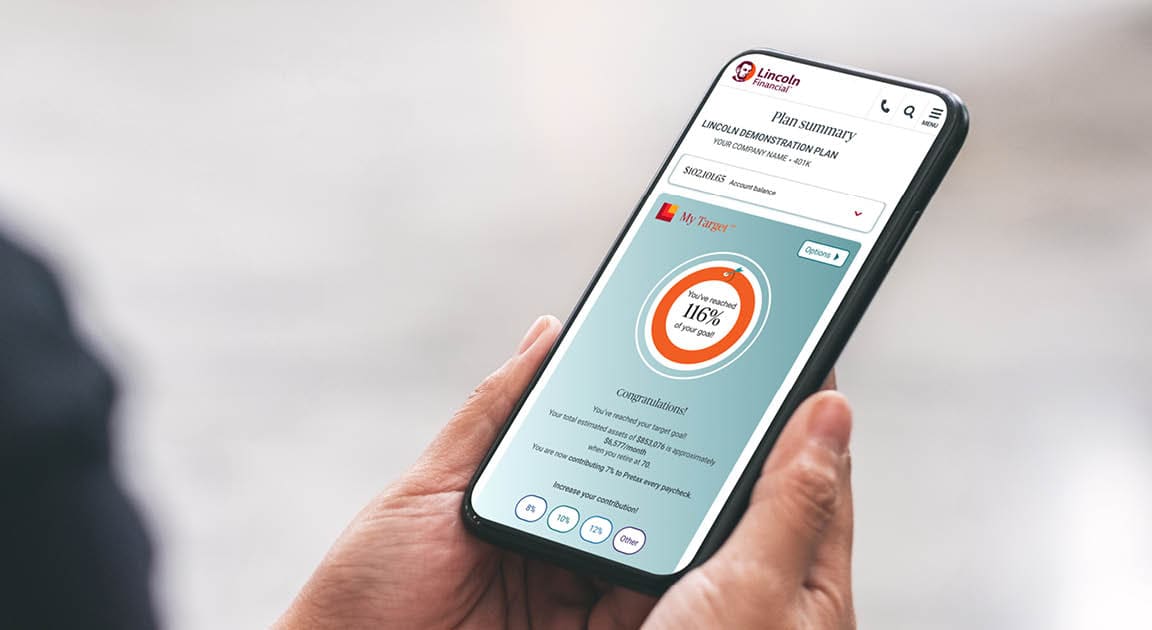 smartphone showing Lincoln Financial Mobile app