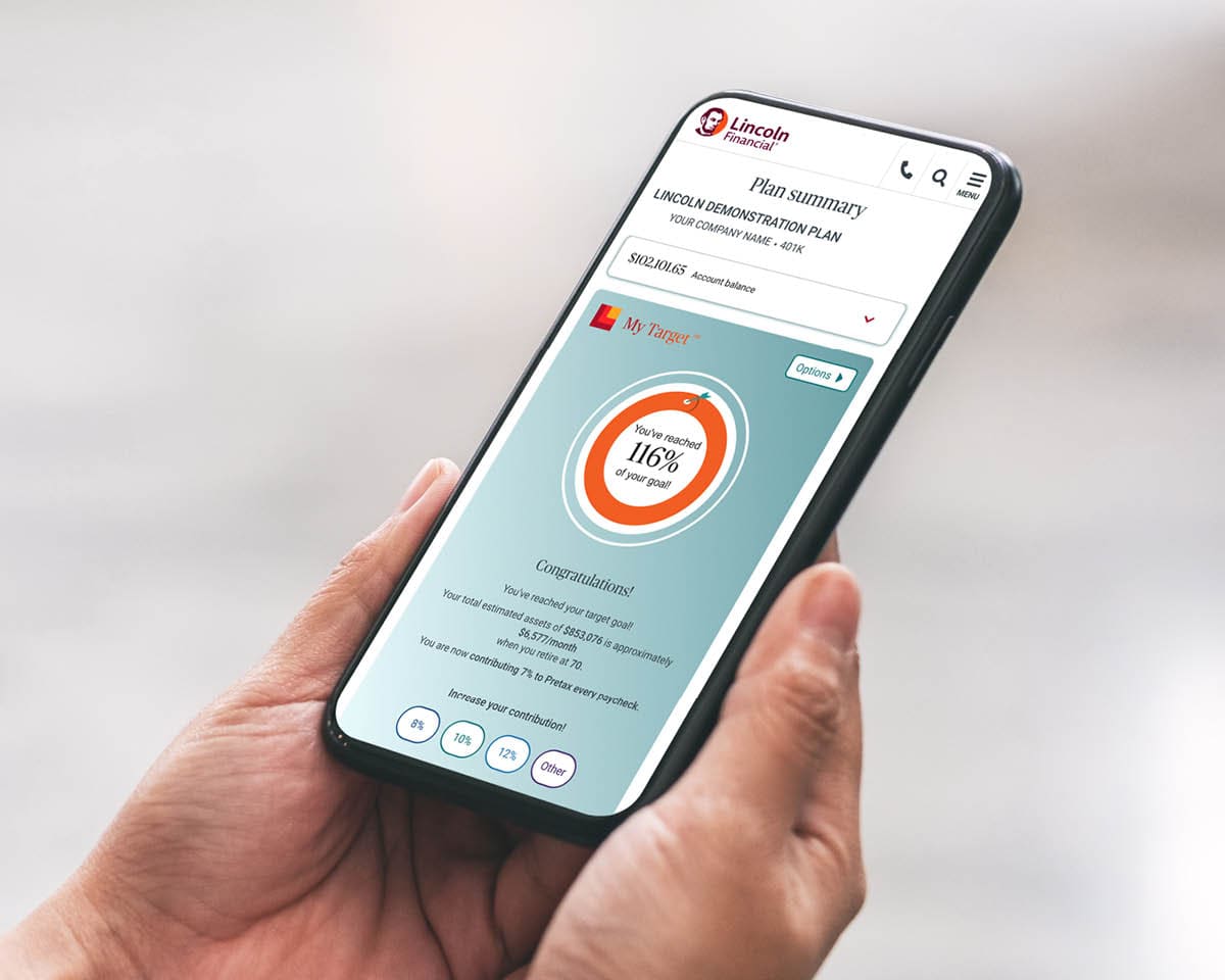 smartphone showing Lincoln Financial Mobile app