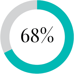 ring chart diplaying 68 percent