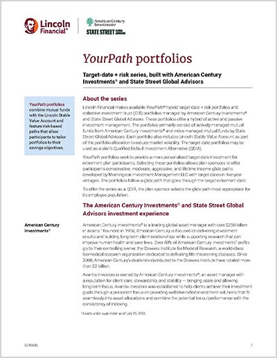 YourPath® (Alliance & Director) American Century Investments® & SSGA portfolios overview