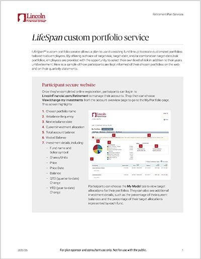 LifeSpan custom portfolio service web experience
